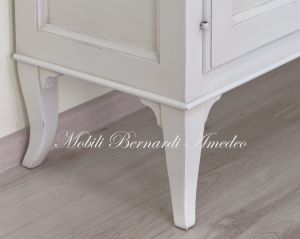 Classic style solid wood display cabinet with glass doors in white finish